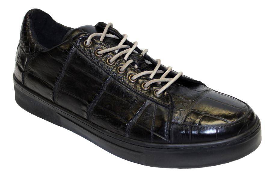 Fennix Italy "Adam" Black Genuine Alligator Sneakers.